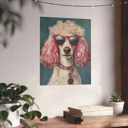 Poodle with Pink Sunglasses - Fine Art Print Poster - Whimsical Animals Series - Wall Art for Dog Lovers