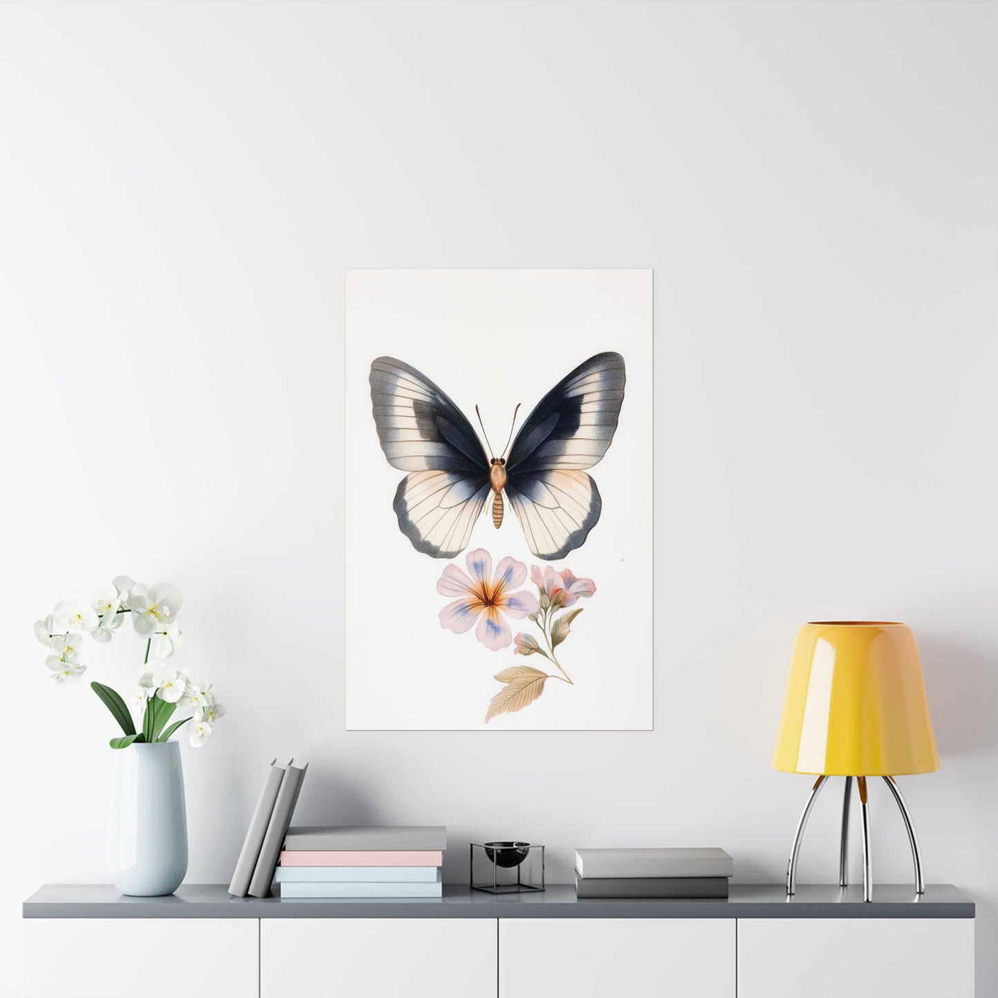 Vintage Butterfly Botanical Print - Matte Vertical Poster - Elegant Wall Art for Nature Lovers