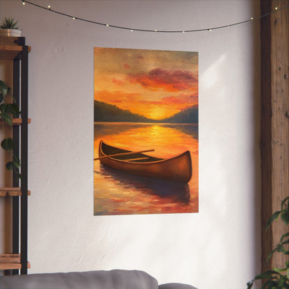 Summer Sunset Canoe on Lake Fine Art Print
