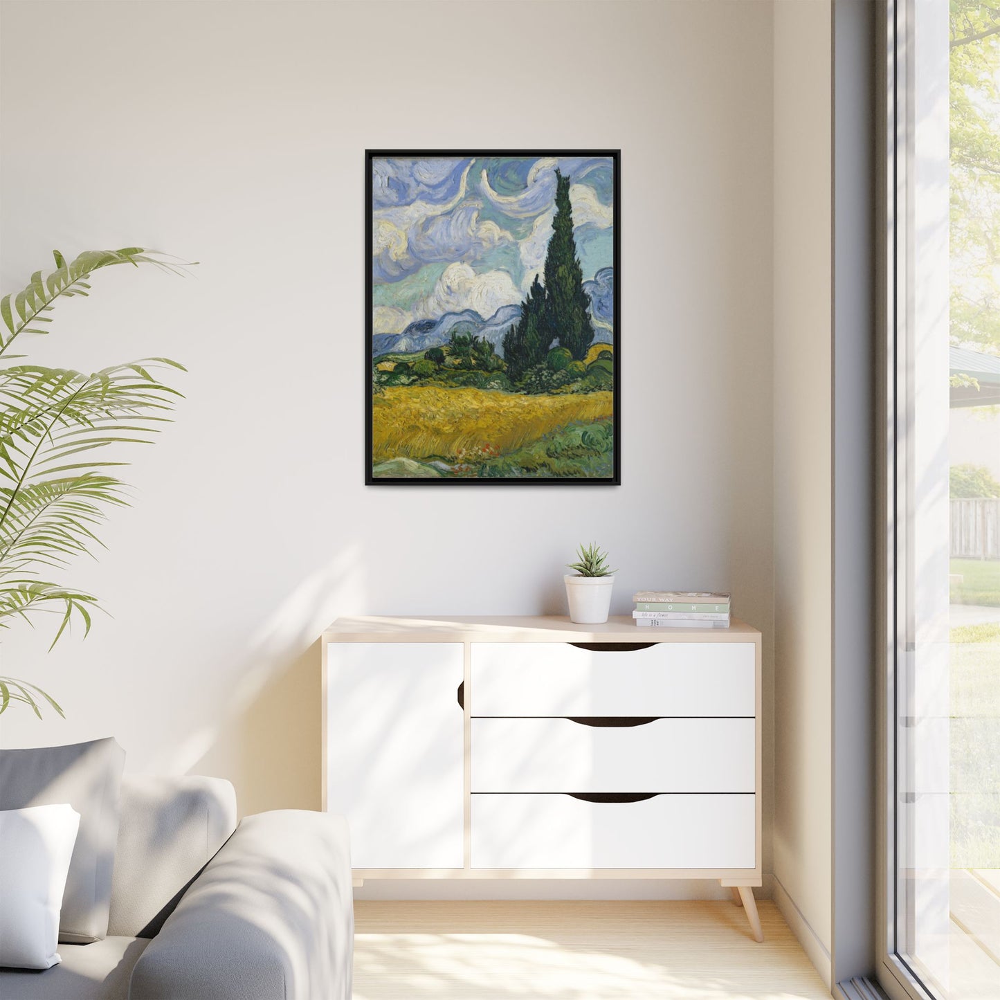 Van Gogh - Wheat Field with Cypresses - Museum Collection - Framed Canvas Print