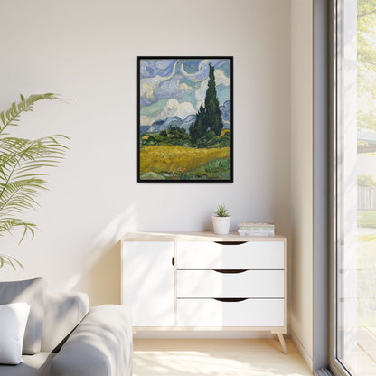 Van Gogh - Wheat Field with Cypresses - Museum Collection - Framed Canvas Print