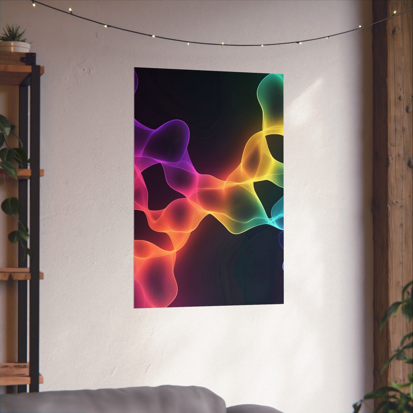 Vibrant Spectrum Abstract Poster - Colorful Wavelengths Energetic Art Print - Black Light Art - Spectrum of Light Wall Art