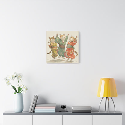 Cheery Cats Prancing - Wall Art Canvas - Home Décor