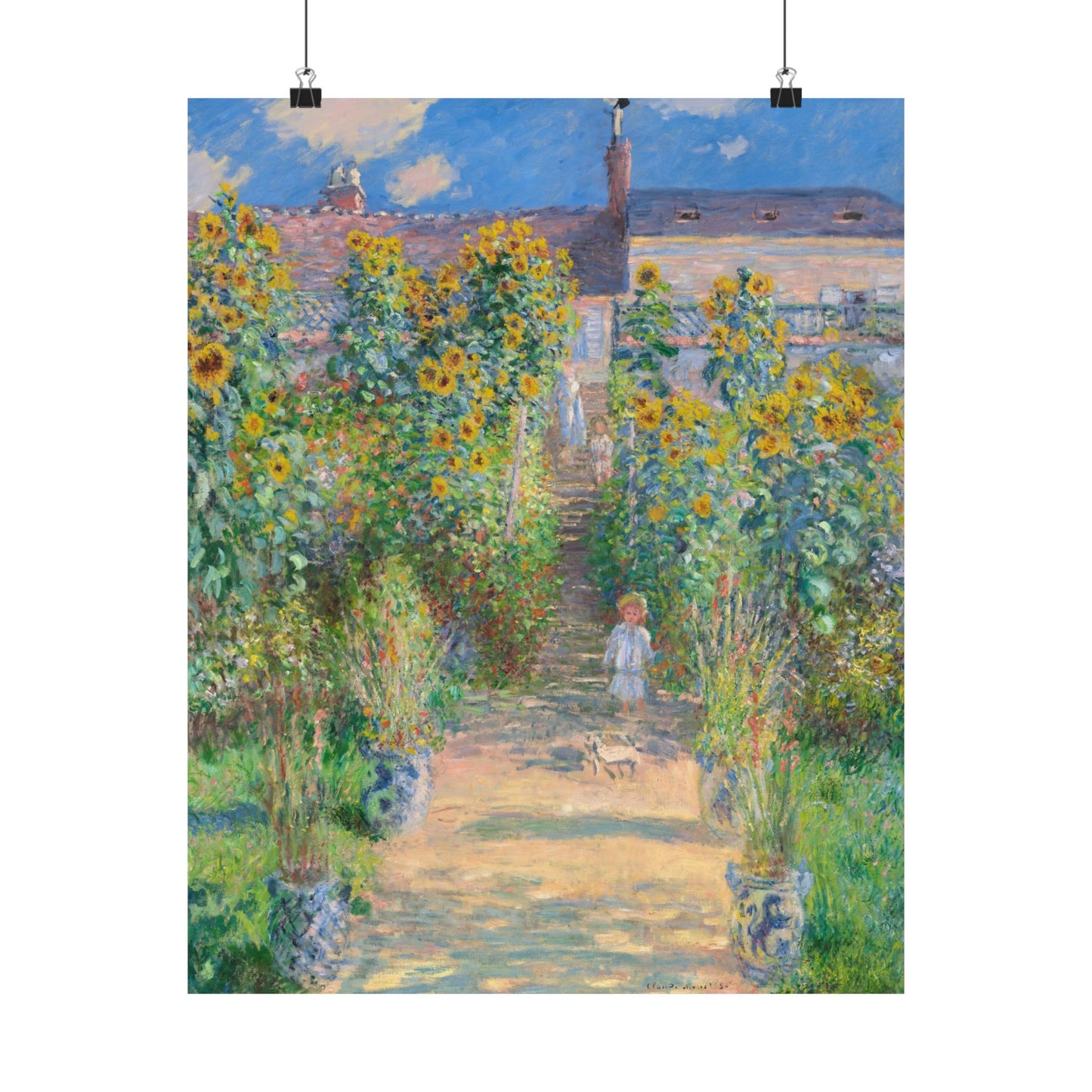 Monet - Garden at Vétheuil Sunflower Fine Art Print