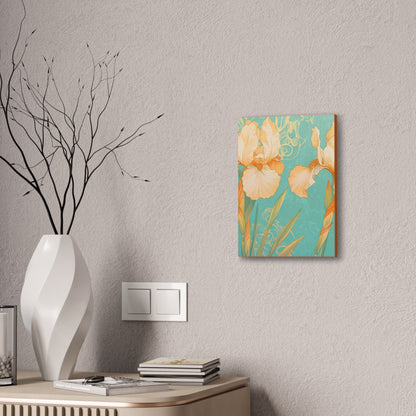 Iris Flowers on Turquois - Stretched Canvas