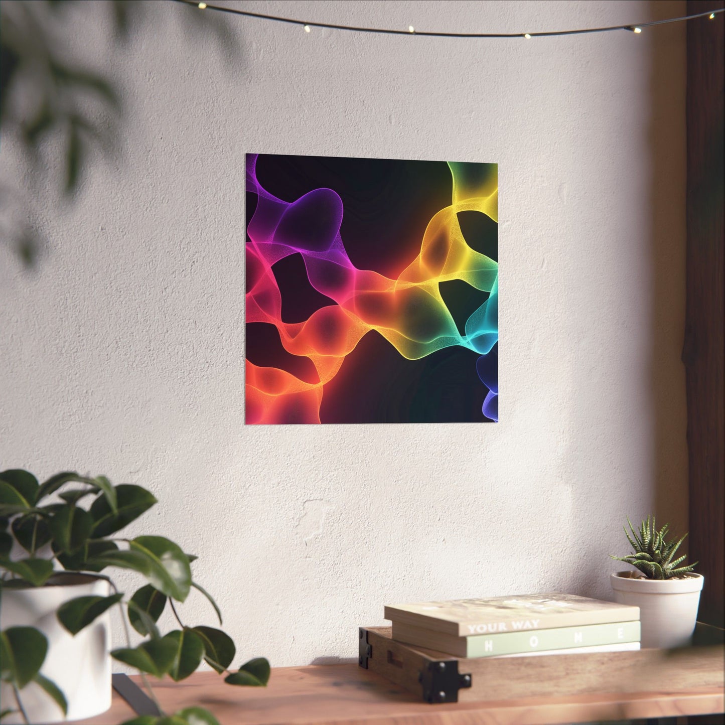 Vibrant Spectrum Abstract Poster - Colorful Wavelengths Energetic Art Print - Black Light Art - Spectrum of Light Wall Art