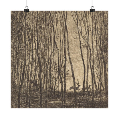 Deer Running Through Woods Nature Fine Art Print