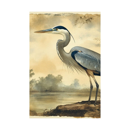 Elegant Blue Heron Coastal Fine Art Print