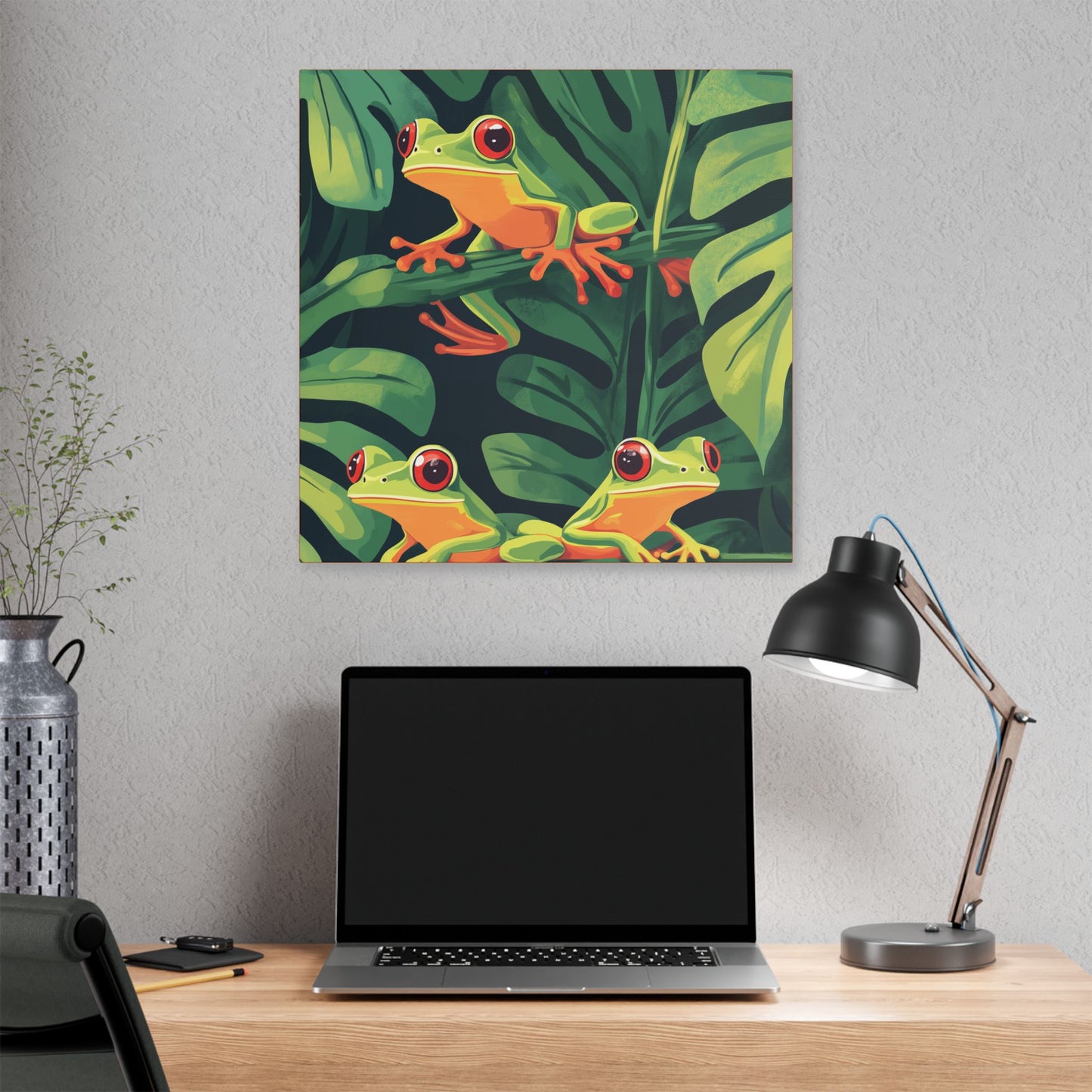 Tree Frog Trio - Garden Friends Series - Fine Art Print on Canvas