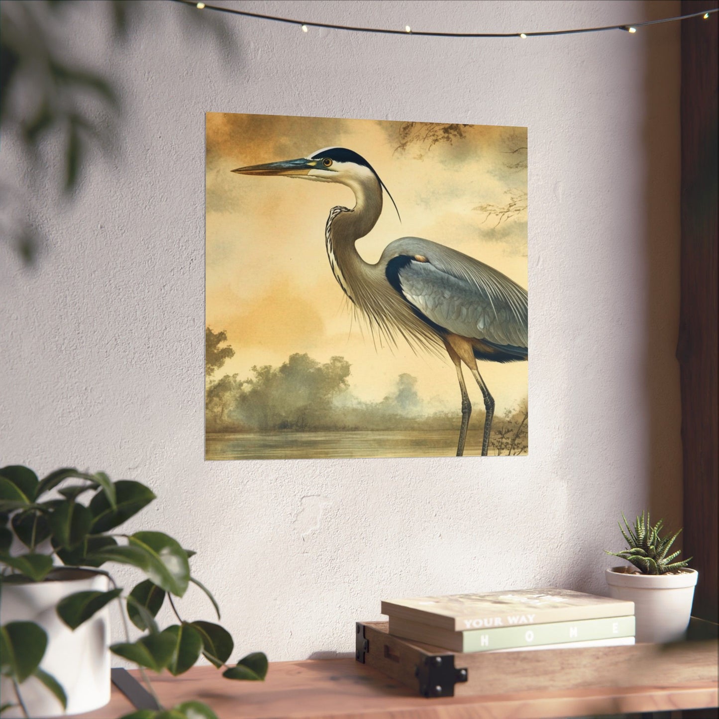 Elegant Blue Heron Coastal Fine Art Print