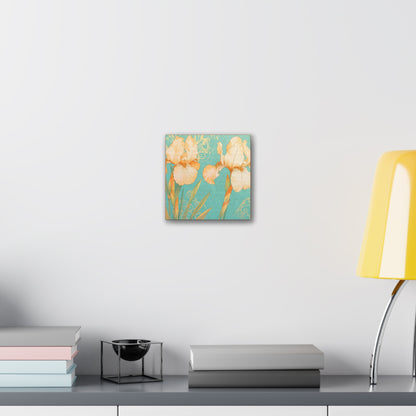 Iris Flowers on Turquois - Stretched Canvas