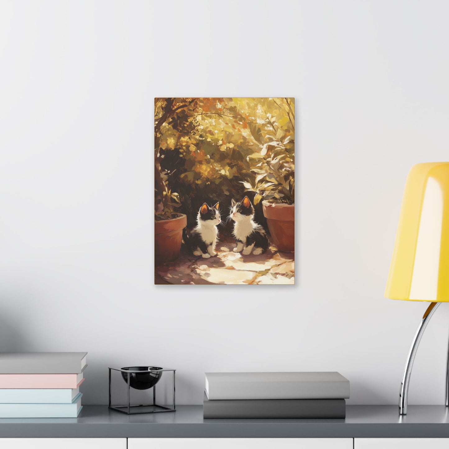Kittens Conspire  - Garden Friends Series - Fine Art Print on Canvas