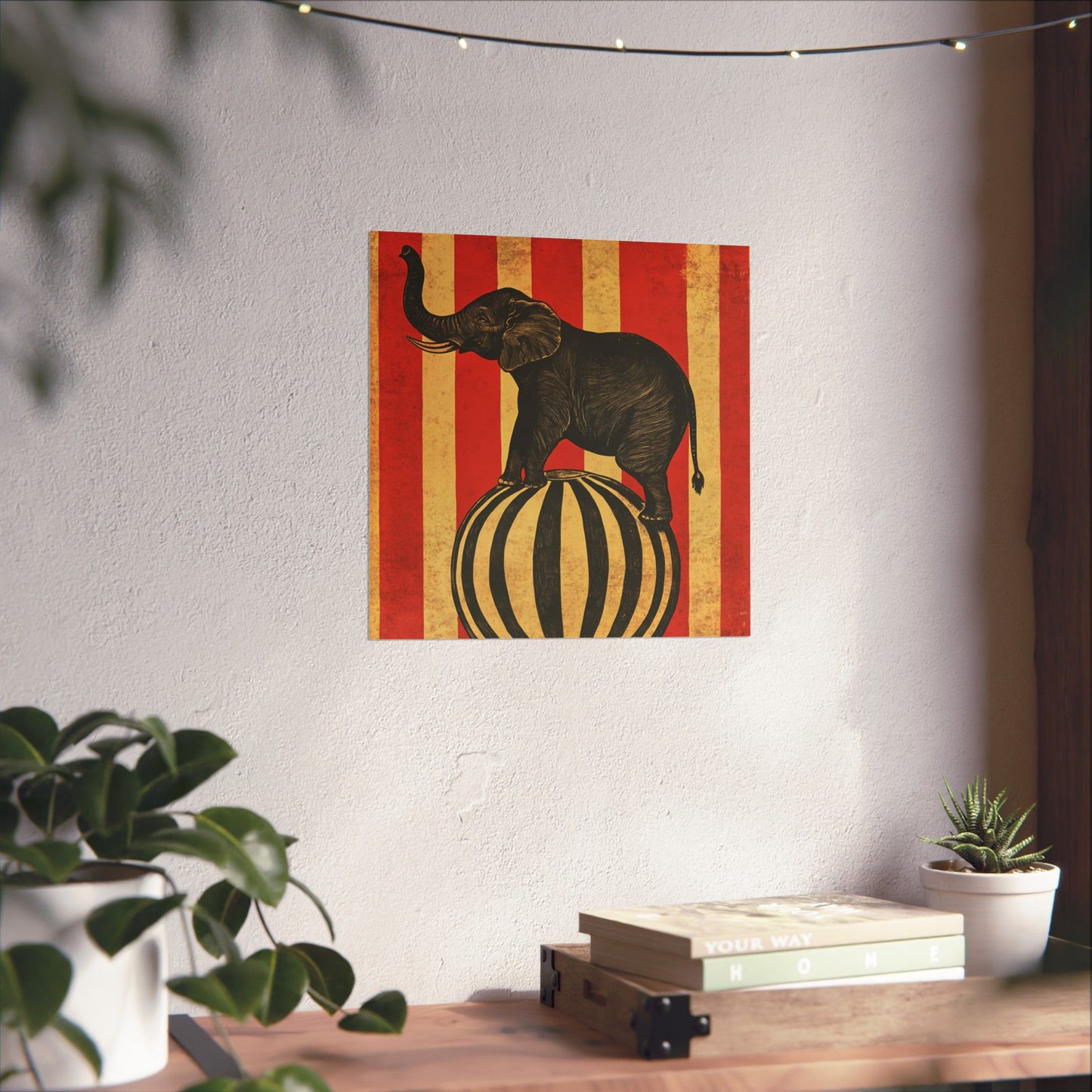 Vintage Circus Elephant Poster - Matte Fine Art Print - Wall Art for Bedroom or Nursery