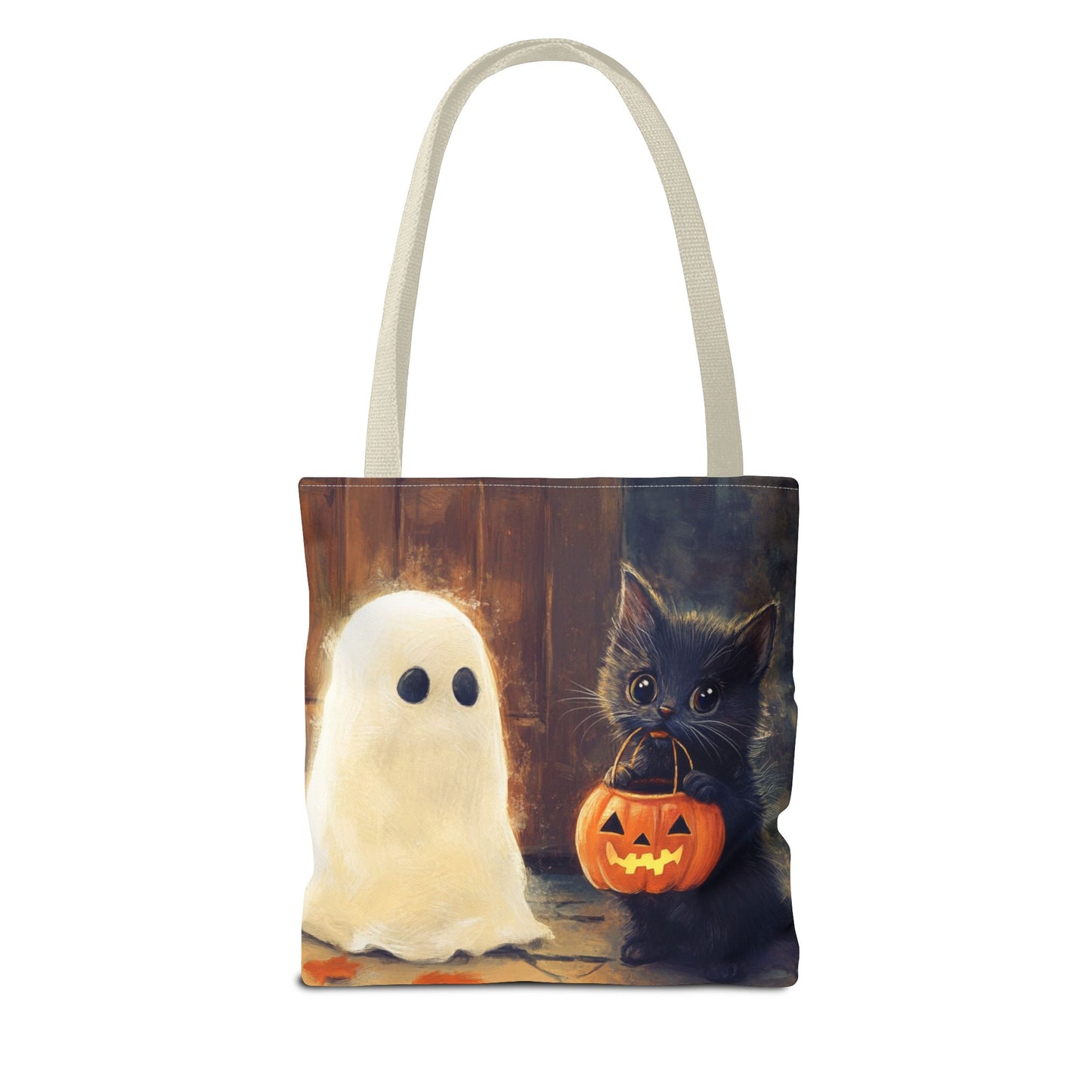 Trick or Treat Halloween Tote Bag - Kitten & Friendly Ghost