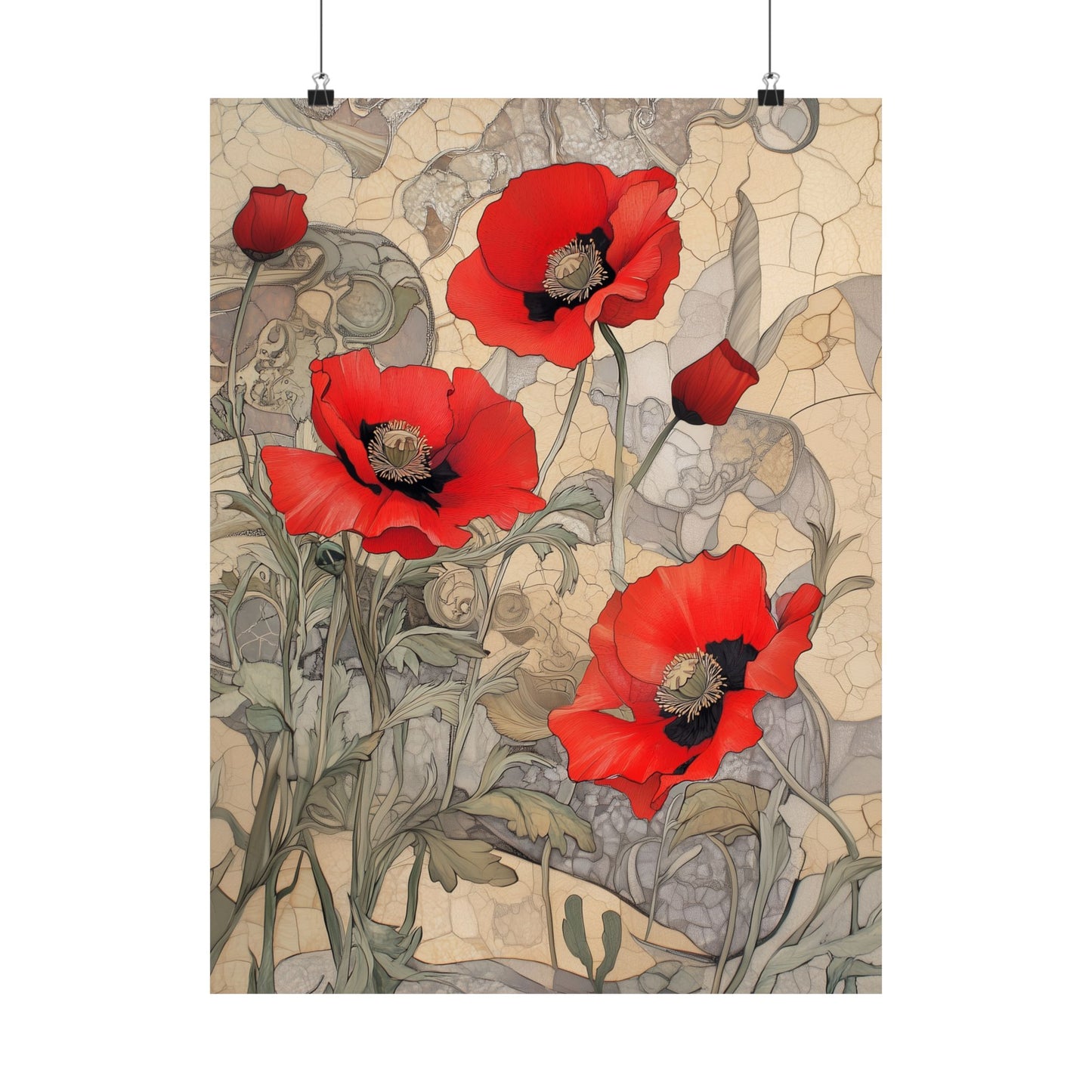 Pretty Poppy Fine Art Print - Floral Matte Vertical Poster – Artwork for Home Décor