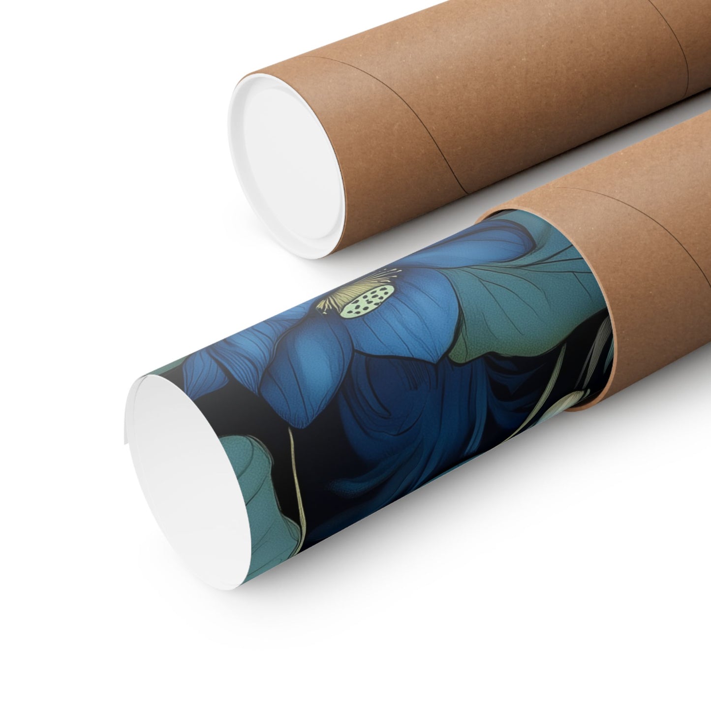 Mystical Blue Lotus Fine Art Print - Matte Vertical Poster - Zen Floral Art for Home Décor