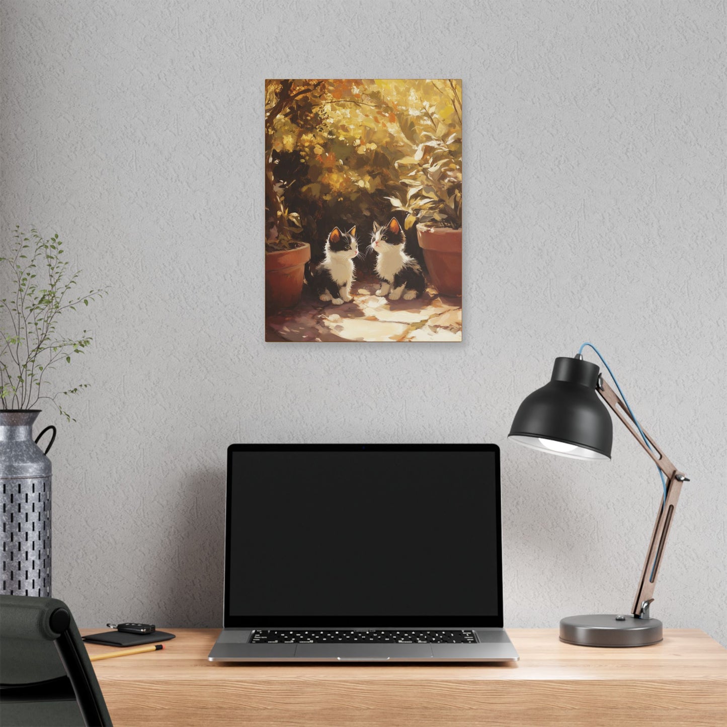 Kittens Conspire  - Garden Friends Series - Fine Art Print on Canvas
