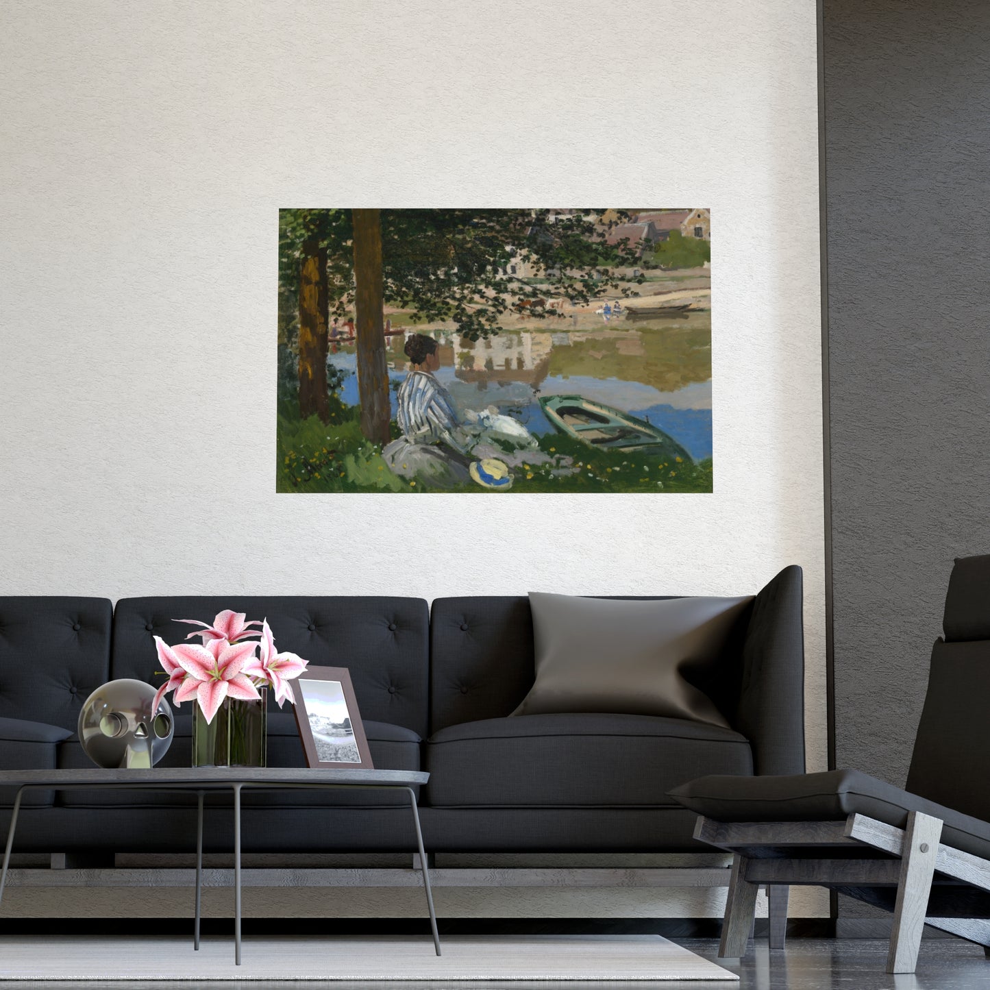 On the Bank of the Seine at Bennecourt - Monet Fine Art Poster