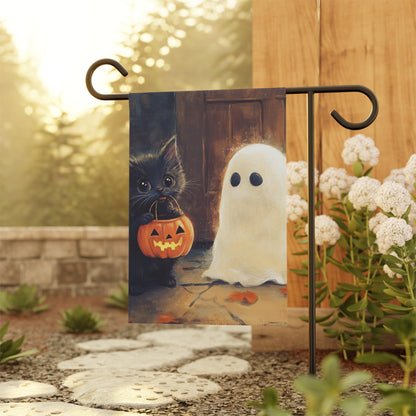 Trick or Treat Kitten & Friendly Ghost - Halloween Decoration - Garden & House Banner