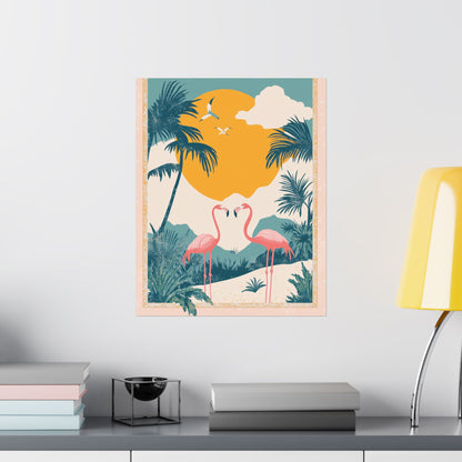 Welcome to Miami - Tropical Flamingo Poster - Boho Wall Art - Bohemian Art Prints - Home Décor