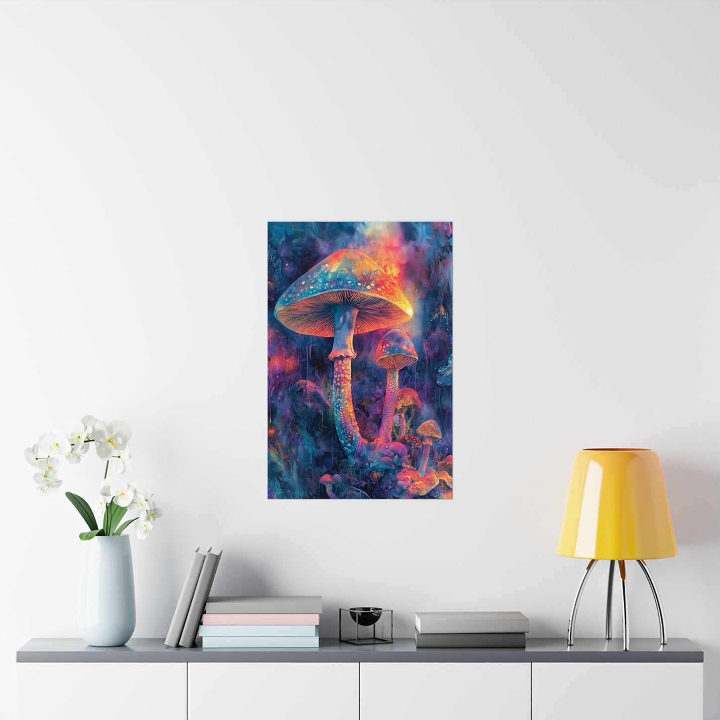 Trippy Mushrooms Poster - Psychedelic Wall Art - Vibrant Fine Art Print - Bedroom Posters - Home Décor