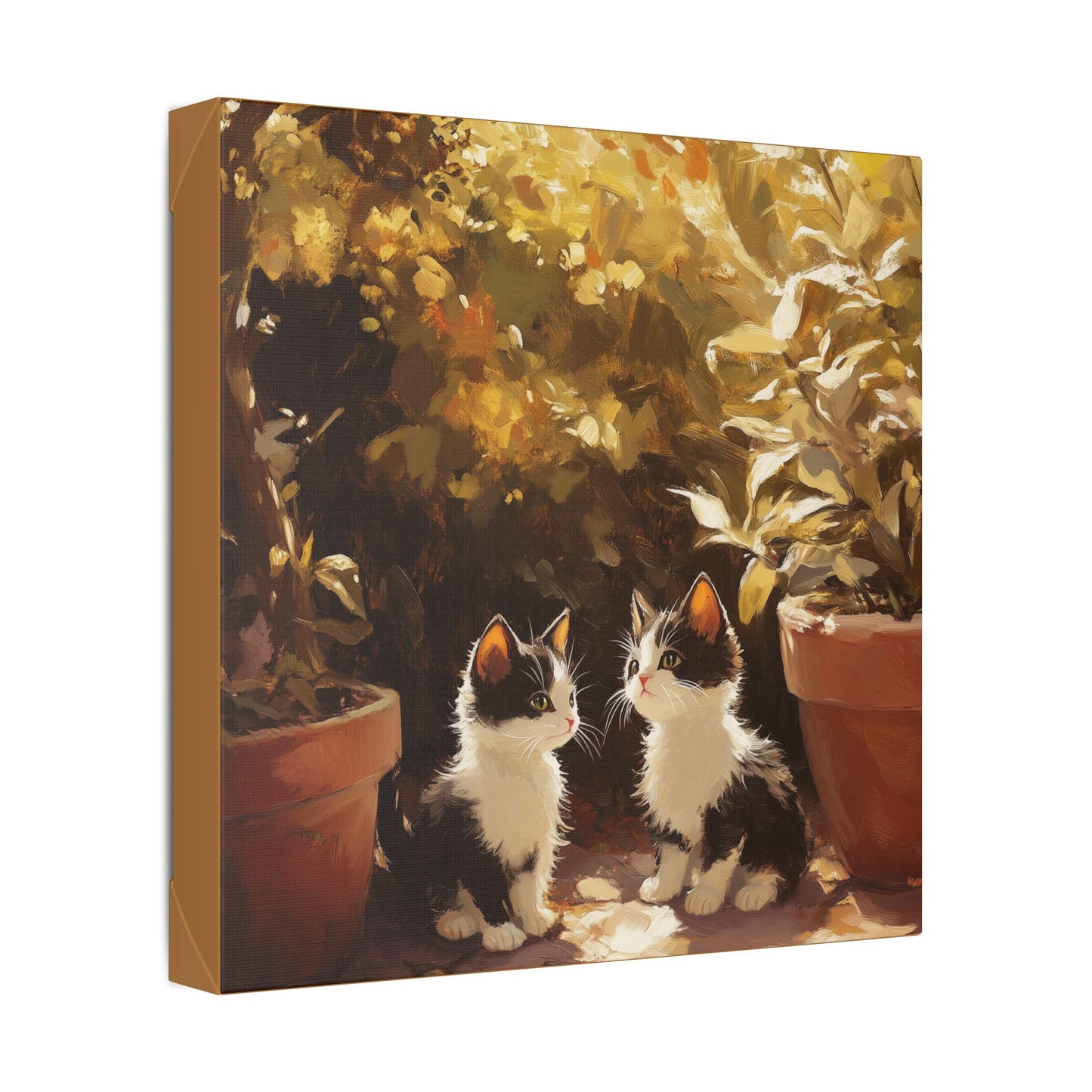 Kittens Conspire  - Garden Friends Series - Fine Art Print on Canvas