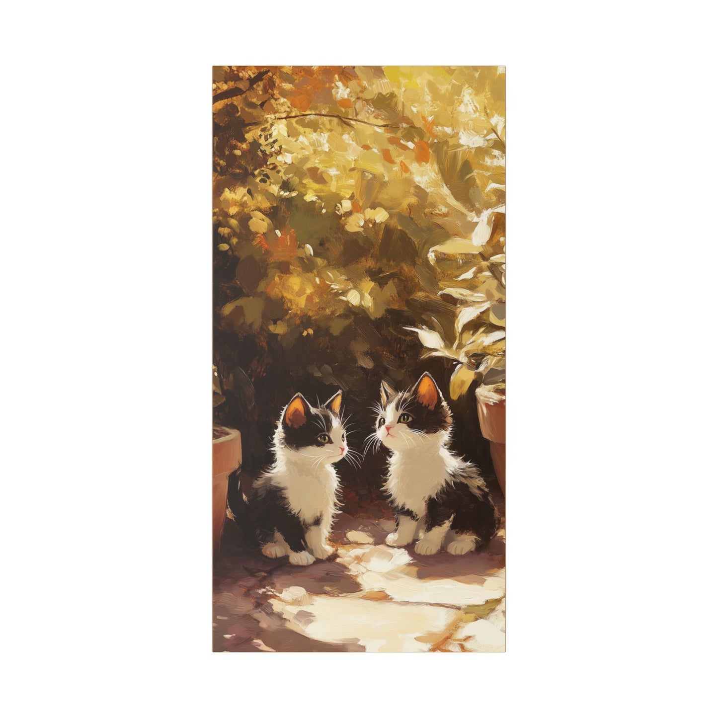 Kittens Conspire  - Garden Friends Series - Fine Art Print on Canvas
