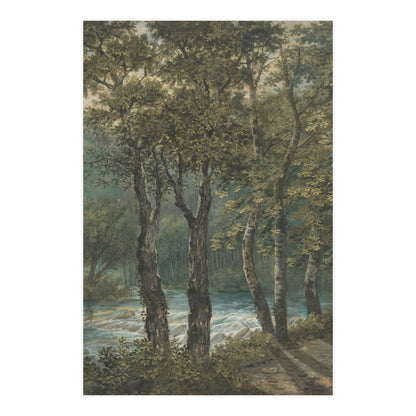 Sunlight Through Trees River Sihl - Forest Landscape Fine Art Poster