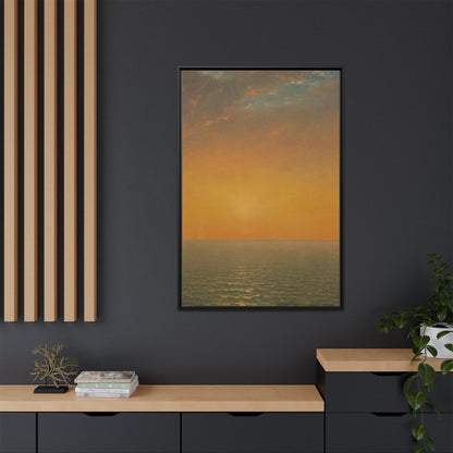 John Frederick Kensett : Sunset on the Sea (1872) - Museum Collection - Framed Canvas Print
