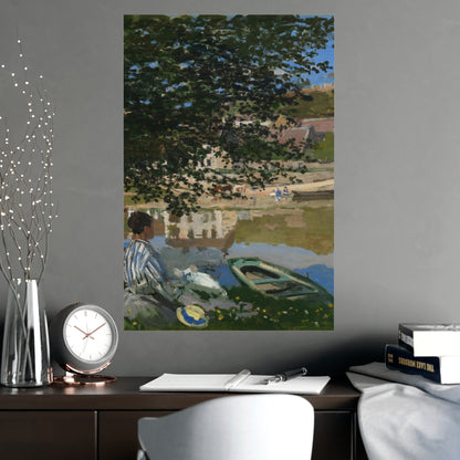 On the Bank of the Seine at Bennecourt - Monet Fine Art Poster