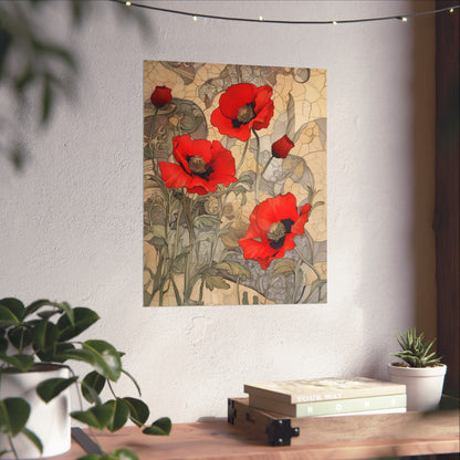 Pretty Poppy Fine Art Print - Floral Matte Vertical Poster – Artwork for Home Décor