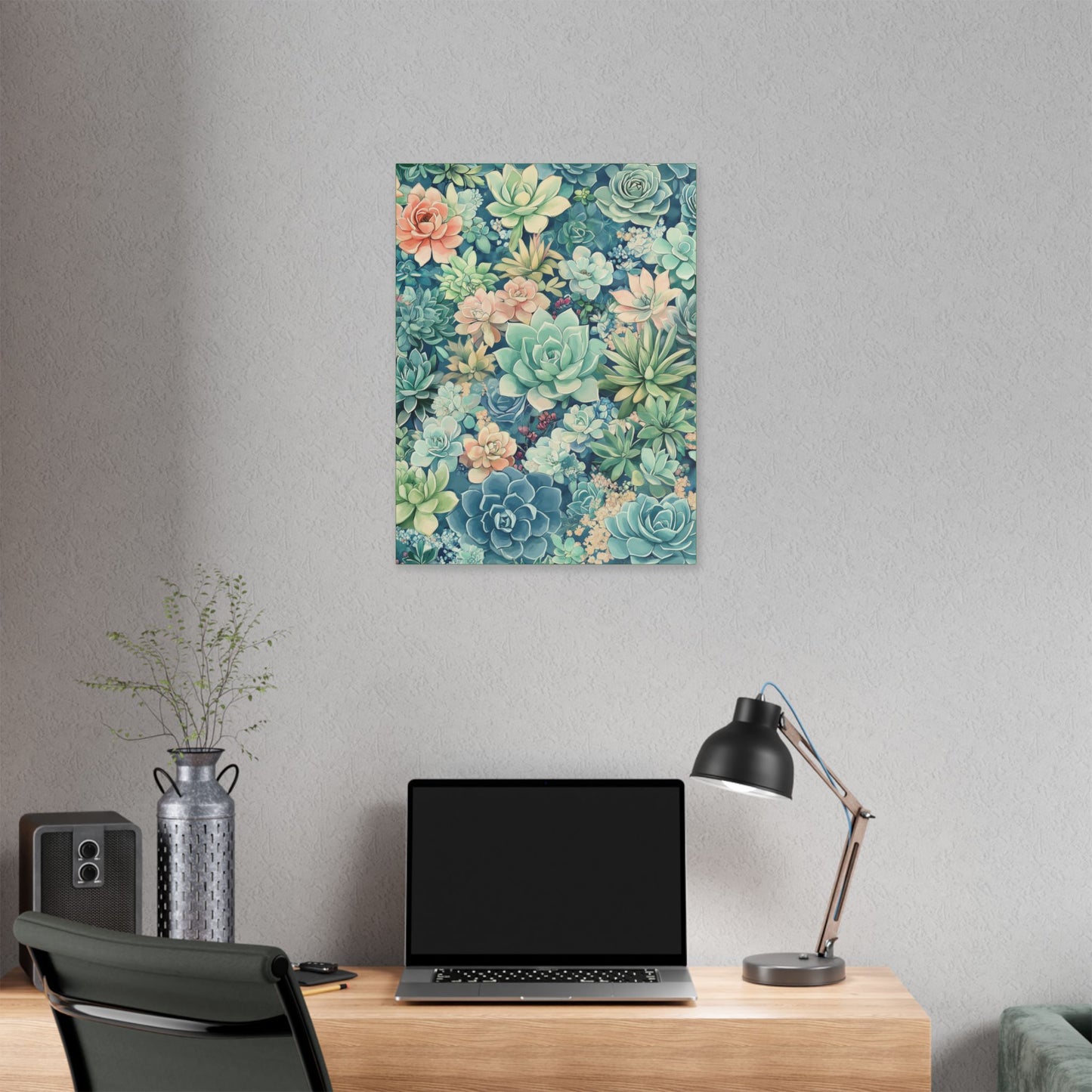 Succulents in Pastel - Secret Garden Collection - Fine Art Print on Canvas