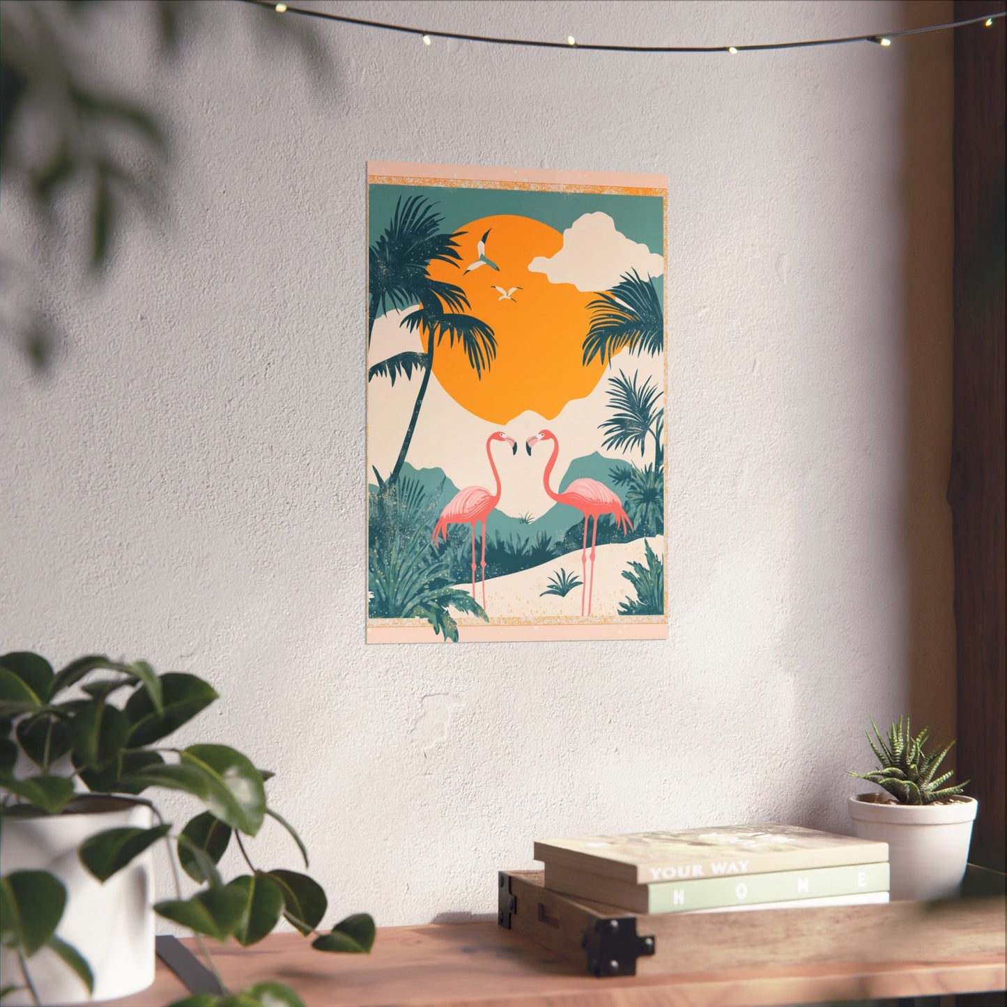 Welcome to Miami - Tropical Flamingo Poster - Boho Wall Art - Bohemian Art Prints - Home Décor