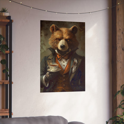 Well, Excuse Me - The Gentleman - Bear Portrait - Whimsical Animals - Poster - Unique Wall Art