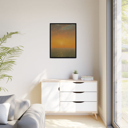 John Frederick Kensett : Sunset on the Sea (1872) - Museum Collection - Framed Canvas Print
