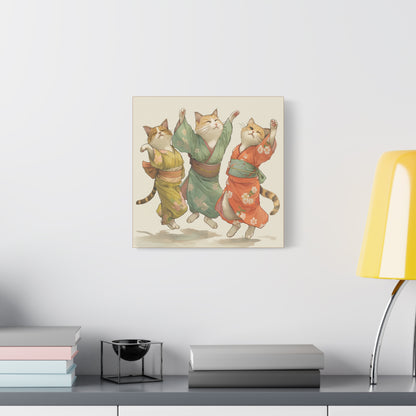 Cheery Cats Prancing - Wall Art Canvas - Home Décor