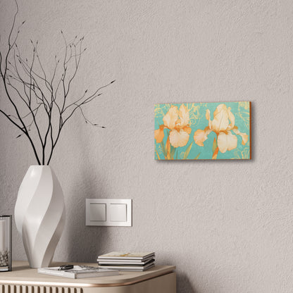 Iris Flowers on Turquois - Stretched Canvas