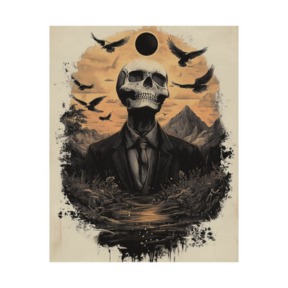 Mystic Black Sun Skull Gothic Poster - Dark Art - Fine Art Prints - Wall Art
