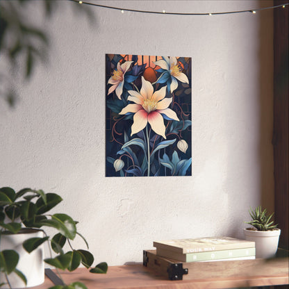 Sunlit Blossoms Fine Art Print - Floral Matte Vertical Posters - Elegant Home Décor
