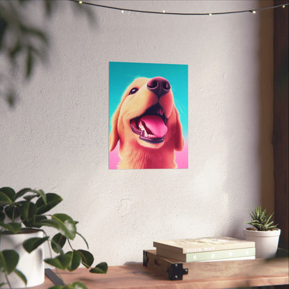 Good Boy - Golden Retriever - Whimsical Animals Series - Matte Vertical Poster - Perfect for Dog Lovers