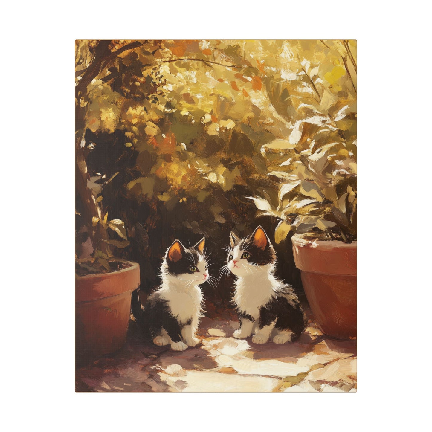Kittens Conspire  - Garden Friends Series - Fine Art Print on Canvas
