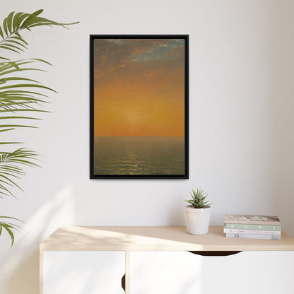 John Frederick Kensett : Sunset on the Sea (1872) - Museum Collection - Framed Canvas Print