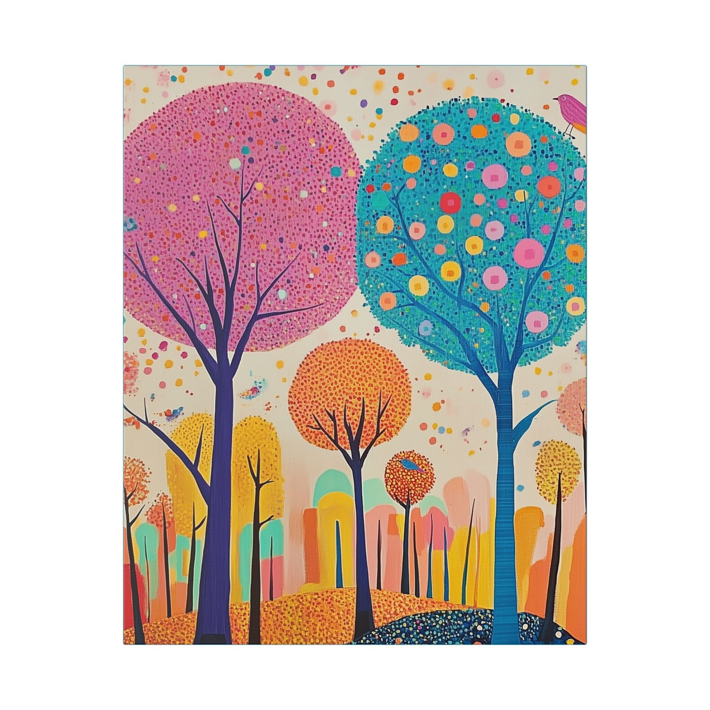 Happy Polka Dot Trees - Delight in Nature Series - Fine Art Print on Canvas