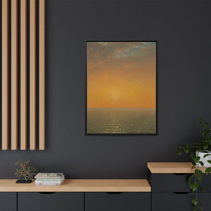 John Frederick Kensett : Sunset on the Sea (1872) - Museum Collection - Framed Canvas Print