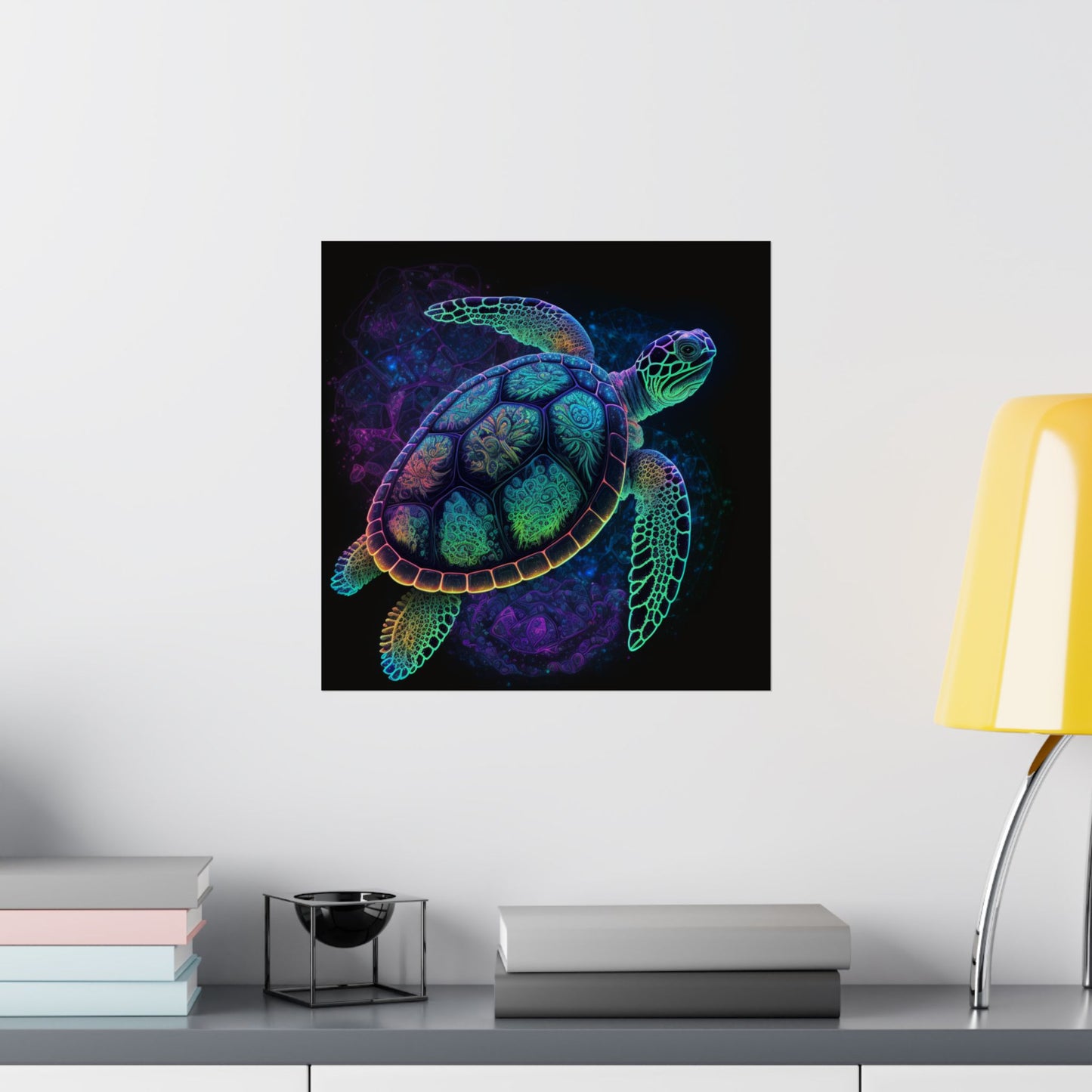Trippy Turtle - Nautical Fine Art Print - Matte Vertical Poster - Ocean Art for Beach Lovers