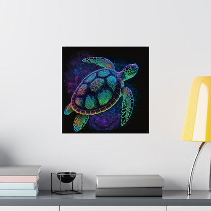 Trippy Turtle - Nautical Fine Art Print - Matte Vertical Poster - Ocean Art for Beach Lovers