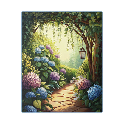 Hydrangea Courtyard - Secret Garden Series - Fine Art Print on Canvas