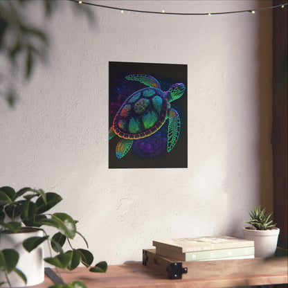 Trippy Turtle - Nautical Fine Art Print - Matte Vertical Poster - Ocean Art for Beach Lovers