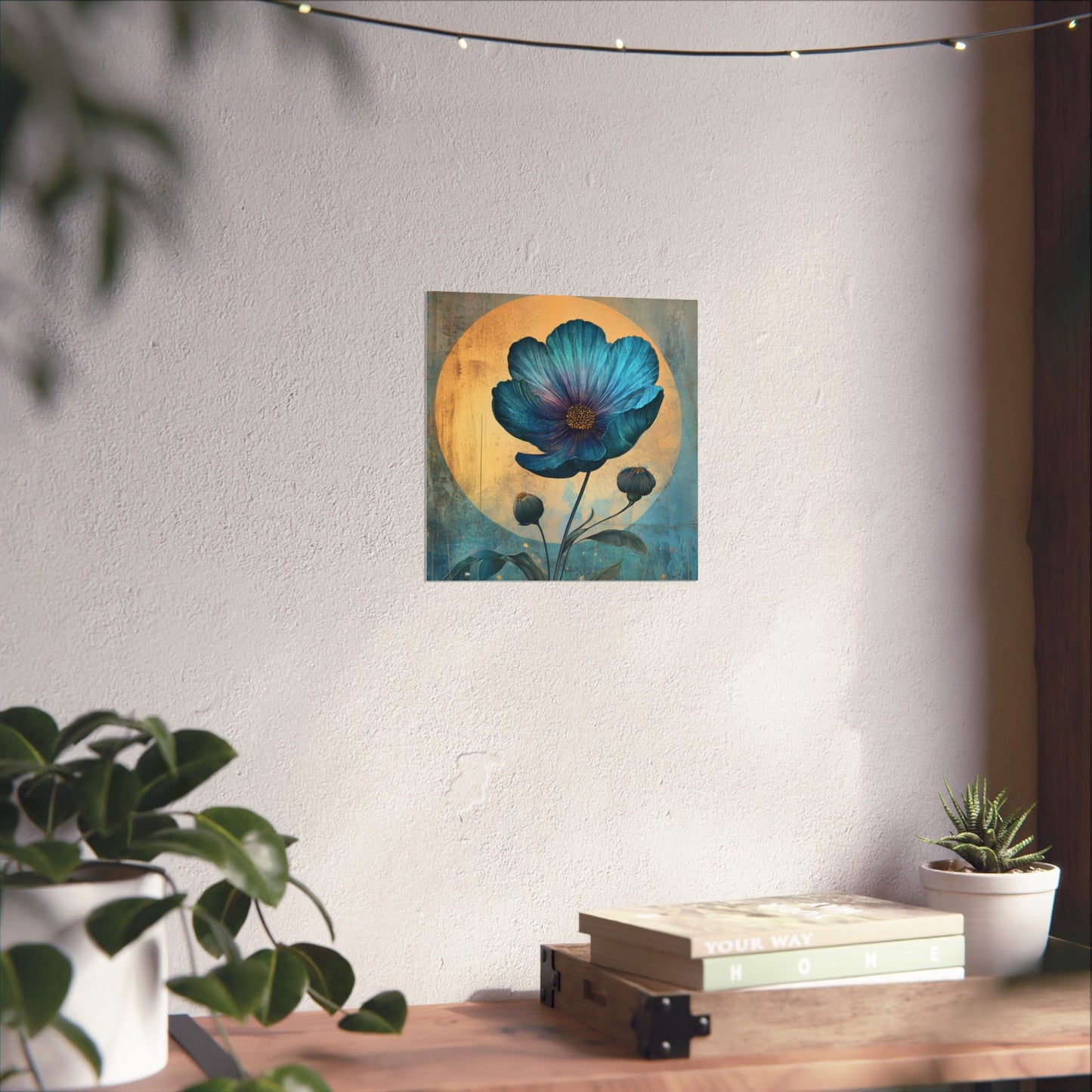 Blue Cosmos Moonlit Botanical Fine Art Print