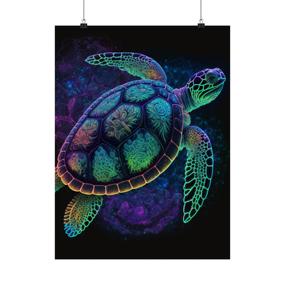 Trippy Turtle - Nautical Fine Art Print - Matte Vertical Poster - Ocean Art for Beach Lovers